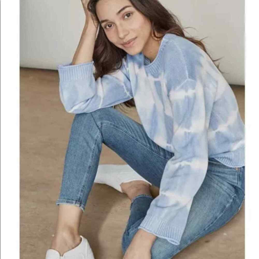 Elizabeth and James Cotton Blue Tie Dye Crew Neck Pullover Sweater Size XS - S
